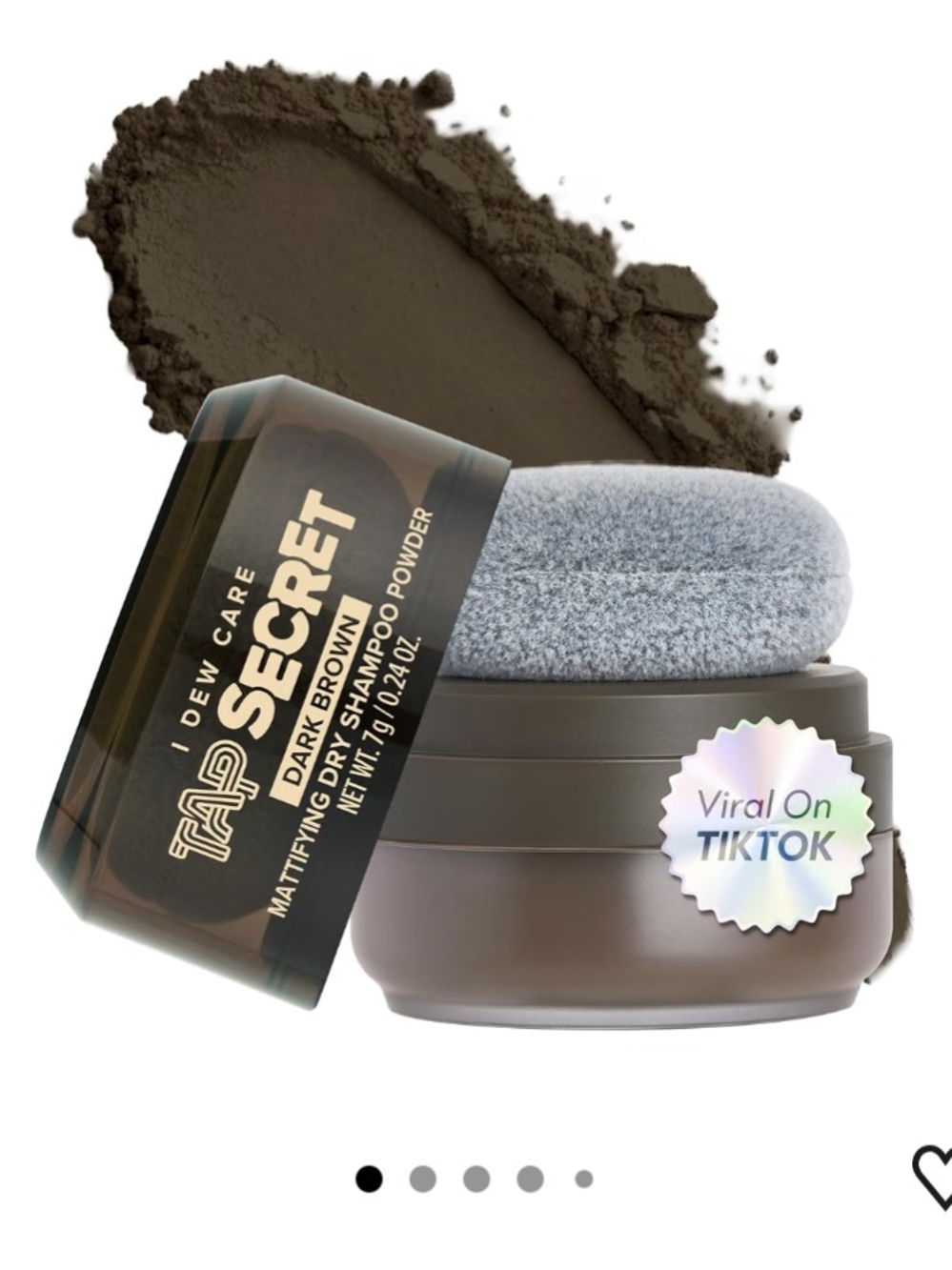 Top Secret Dark Brown Dry Shampoo Powder with Applicator Puff
